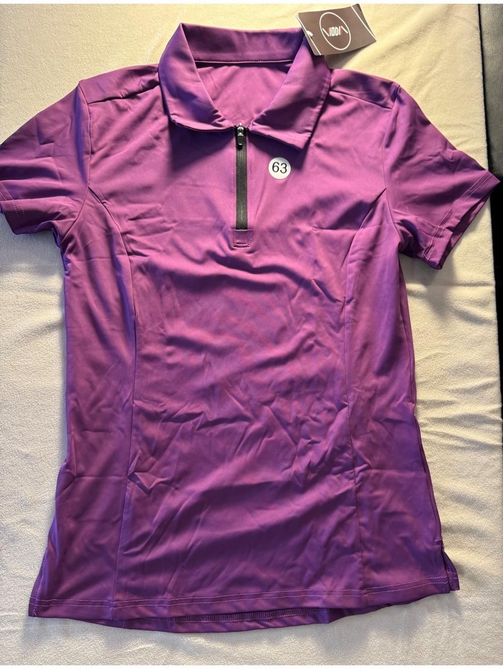 Women’s Purple Short Sleeve Zip Polo Shirt XS